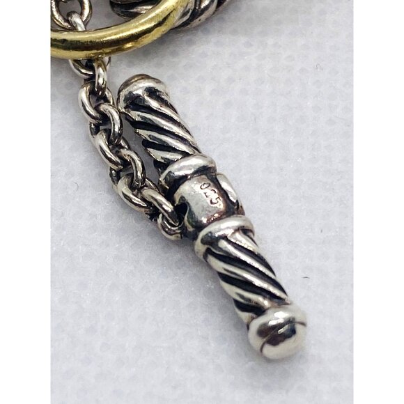 David Yurman 18K 750 925 Sterling Silver Oval Link Toggle Bracelet - Picture 9 of 12